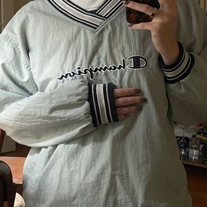 Fleece-Lined Champion Gray windbreaker/Sweatshirt with vintage Cuffs
